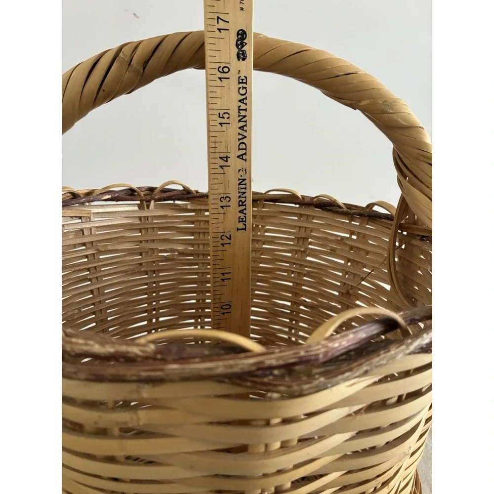 Vintage Bamboo Wicker Basket Rustic Storage Farmhouse Boho Cottage Large‎ 18x14